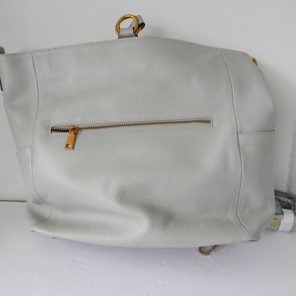 NWT CLUCI GENUINE GRAY PEBBLE LEATHER XL HOBO  SHOULDERBAG - Picture 5 of 7